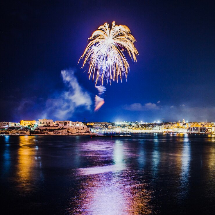 fireworks over the bay in cannes